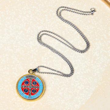 2 Color St. Benedict Symbol Exorcism Faith Pendant Necklace - The Heavenly