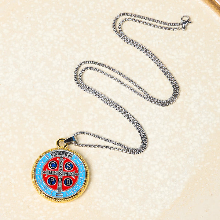 2 Color St. Benedict Symbol Exorcism Faith Pendant Necklace - The Heavenly
