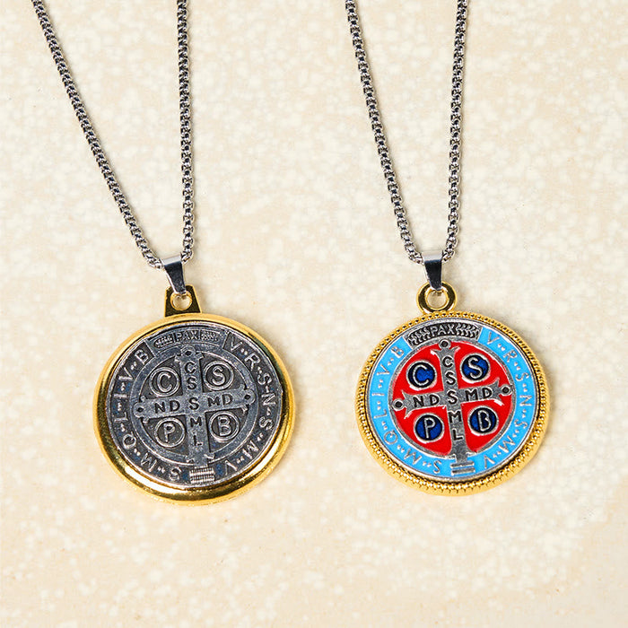 2 Color St. Benedict Symbol Exorcism Faith Pendant Necklace - The Heavenly