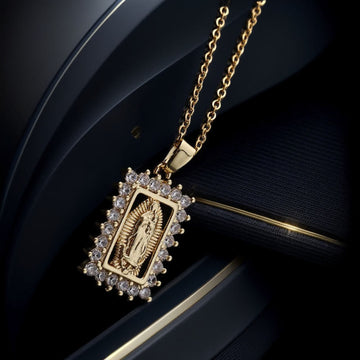 Virgin Mary Necklace with Colorful Micro-Pavé Zirconia Pendant - The Heavenly
