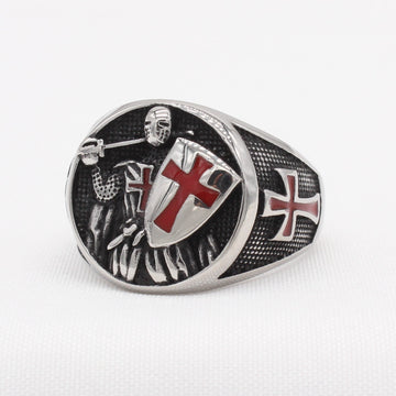 2 Colors Retro Knights Templar Shield Protect You Faith Ring - The Heavenly