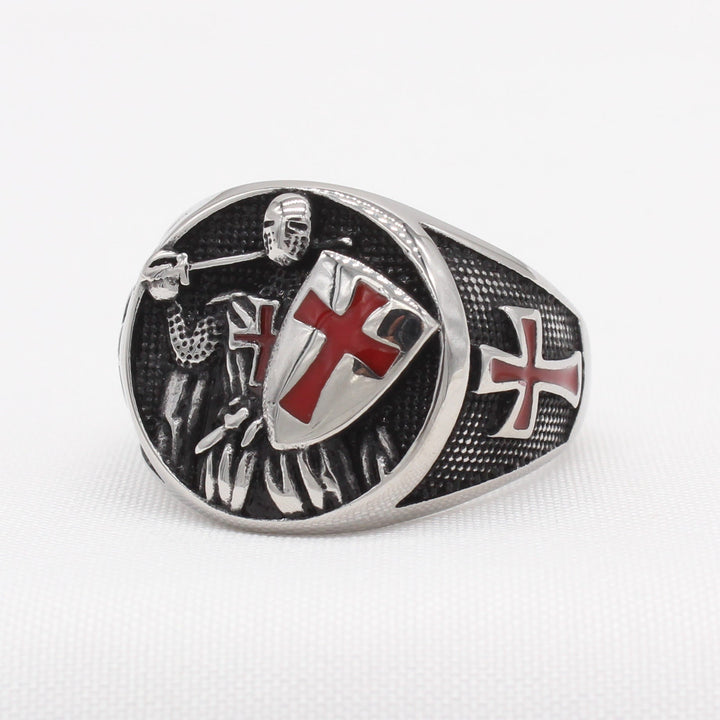2 Colors Retro Knights Templar Shield Protect You Faith Ring - The Heavenly