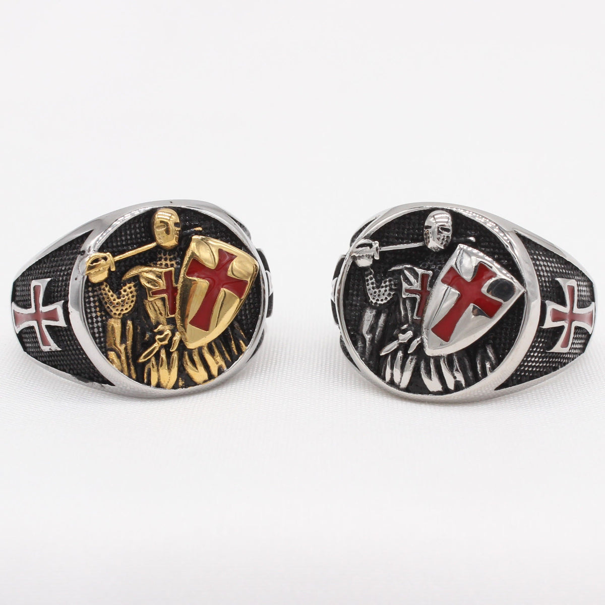 2 Colors Retro Knights Templar Shield Protect You Faith Ring - The Heavenly