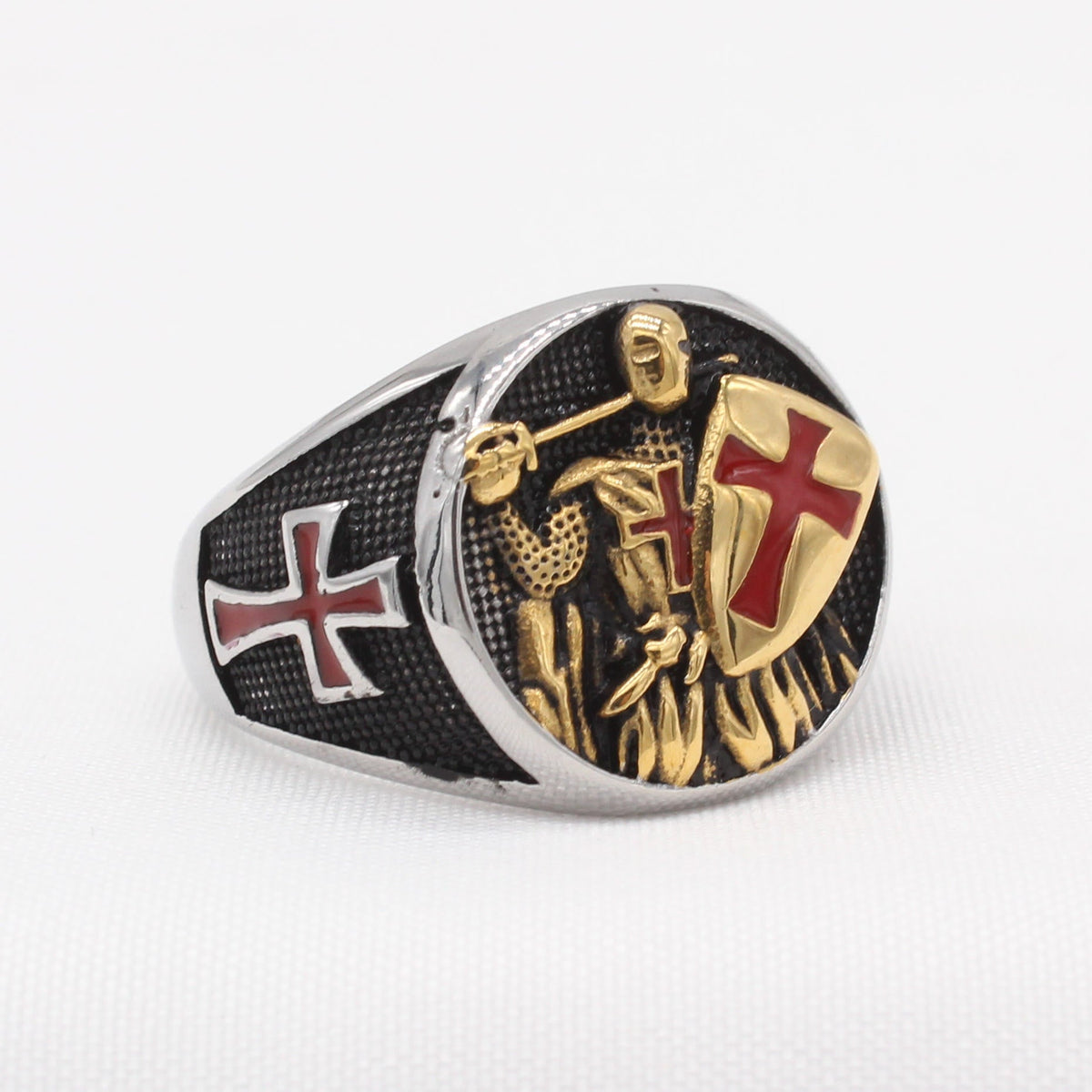 2 Colors Retro Knights Templar Shield Protect You Faith Ring - The Heavenly