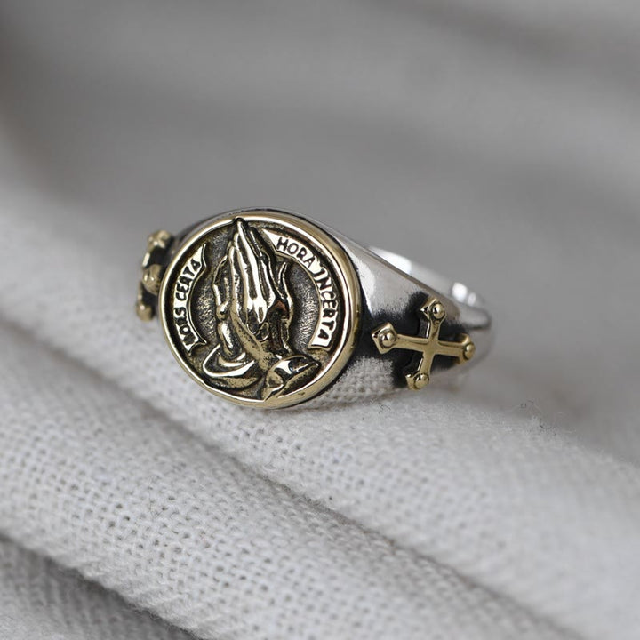 925 Sterling Silver Vintage Style Intricate Carved Praying Hands Ring - The Heavenly