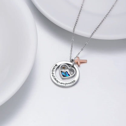 Delicate Mustard Seed Necklace with Cross and Scripture Message - The Heavenly