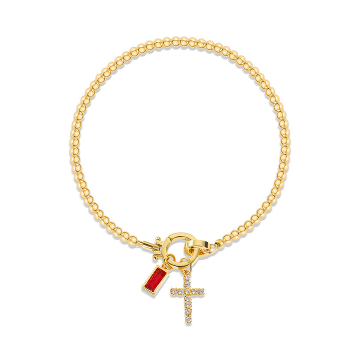 12 Birthstone Cross Bracelet - The Heavenly