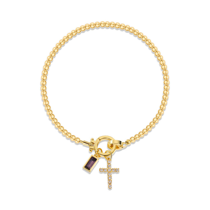 12 Birthstone Cross Bracelet - The Heavenly