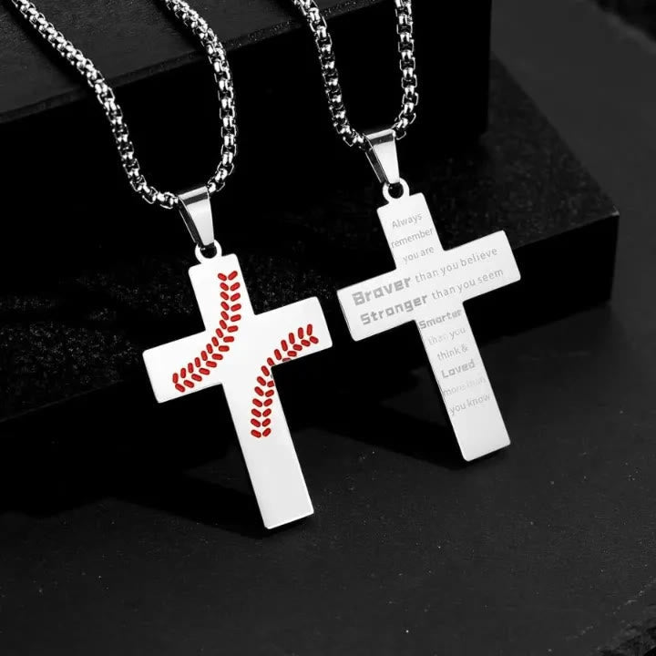 Baseball Stitch Cross Necklace - The Heavenly
