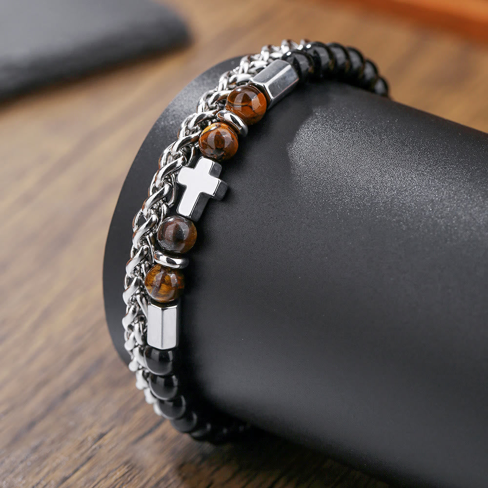 Tiger Eye & Black Onyx Bracelet - The Heavenly