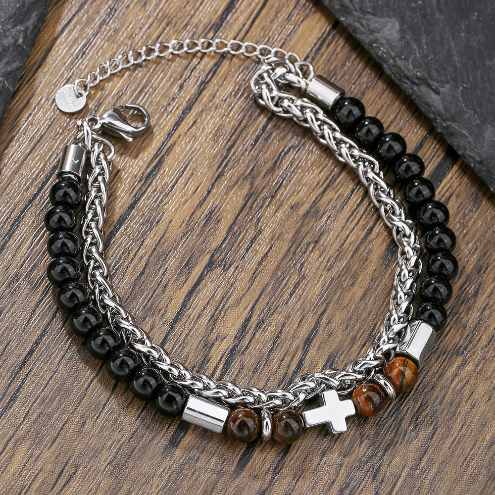 Tiger Eye & Black Onyx Bracelet - The Heavenly