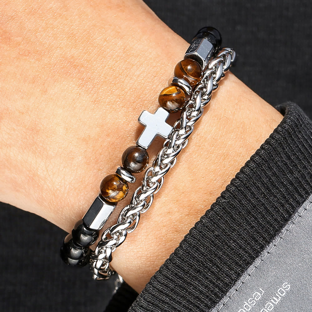 Tiger Eye & Black Onyx Bracelet - The Heavenly