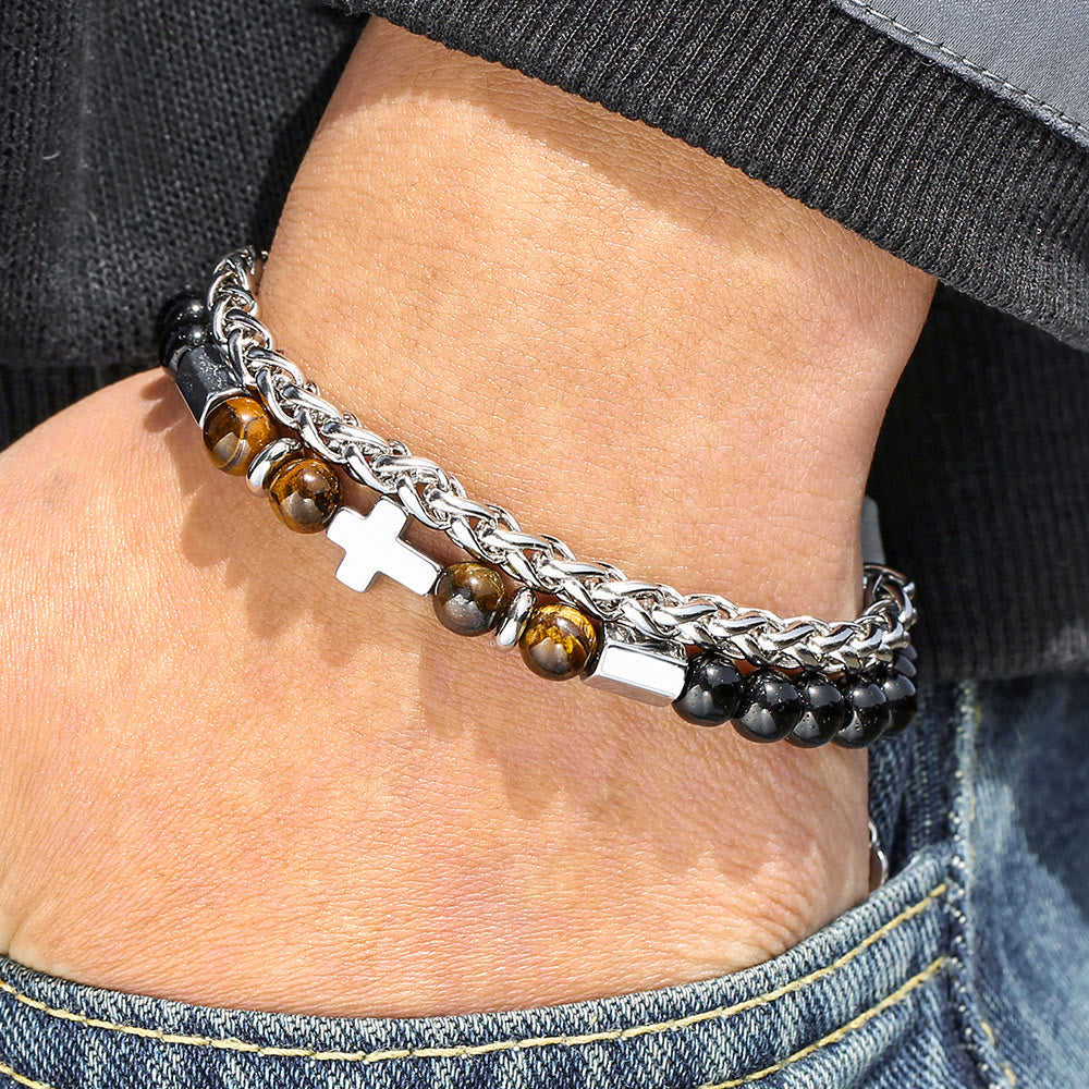 Tiger Eye & Black Onyx Bracelet - The Heavenly