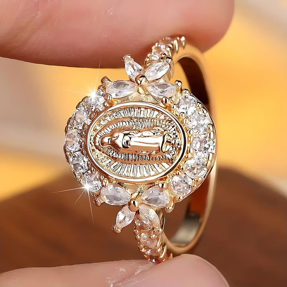 Elegant Virgin Mary Emblem Ring - The Heavenly