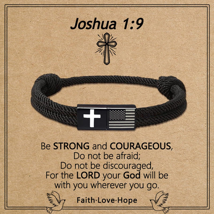 American Flag & Cross Bracelet with Card - The Heavenly