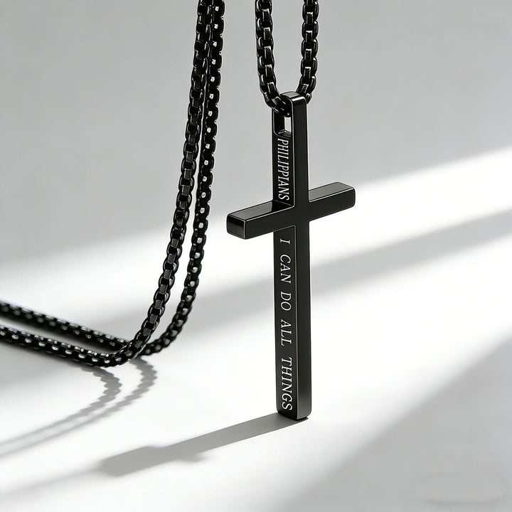 Cross Necklace with I Can Do All Things Inscription - The Heavenly