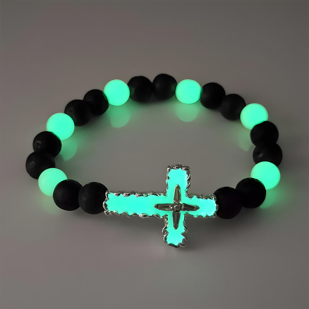 3-Color Luminous Cross Necklace & Beaded Bracelet - The Heavenly