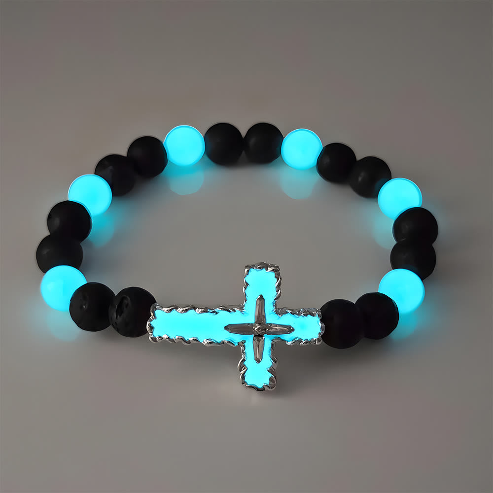 3-Color Luminous Cross Necklace & Beaded Bracelet - The Heavenly