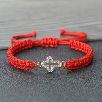 Woven Cord Cross with Shimmering Cross Bracelet - The Heavenly