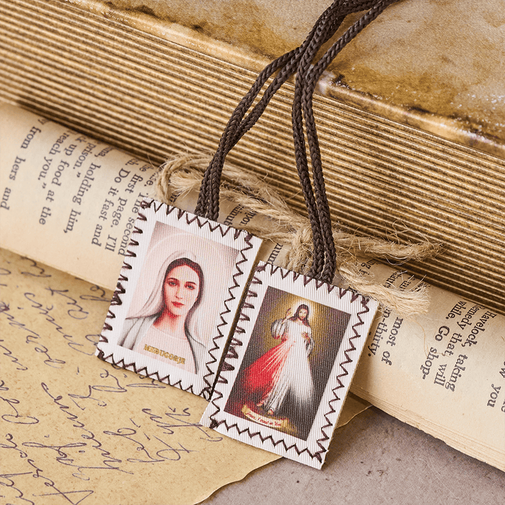 Double Sided Sacred Heart and Virgin Mary Scapular - The Heavenly