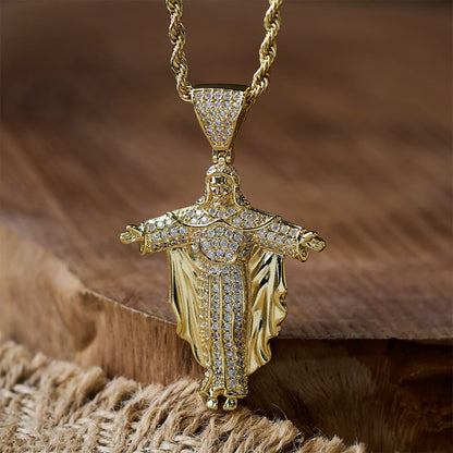 Iced Out Jesus Cross Pendant Necklace with Gift Box - The Heavenly