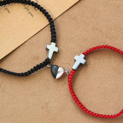 Magnetic Heart Cross Bracelet - The Heavenly