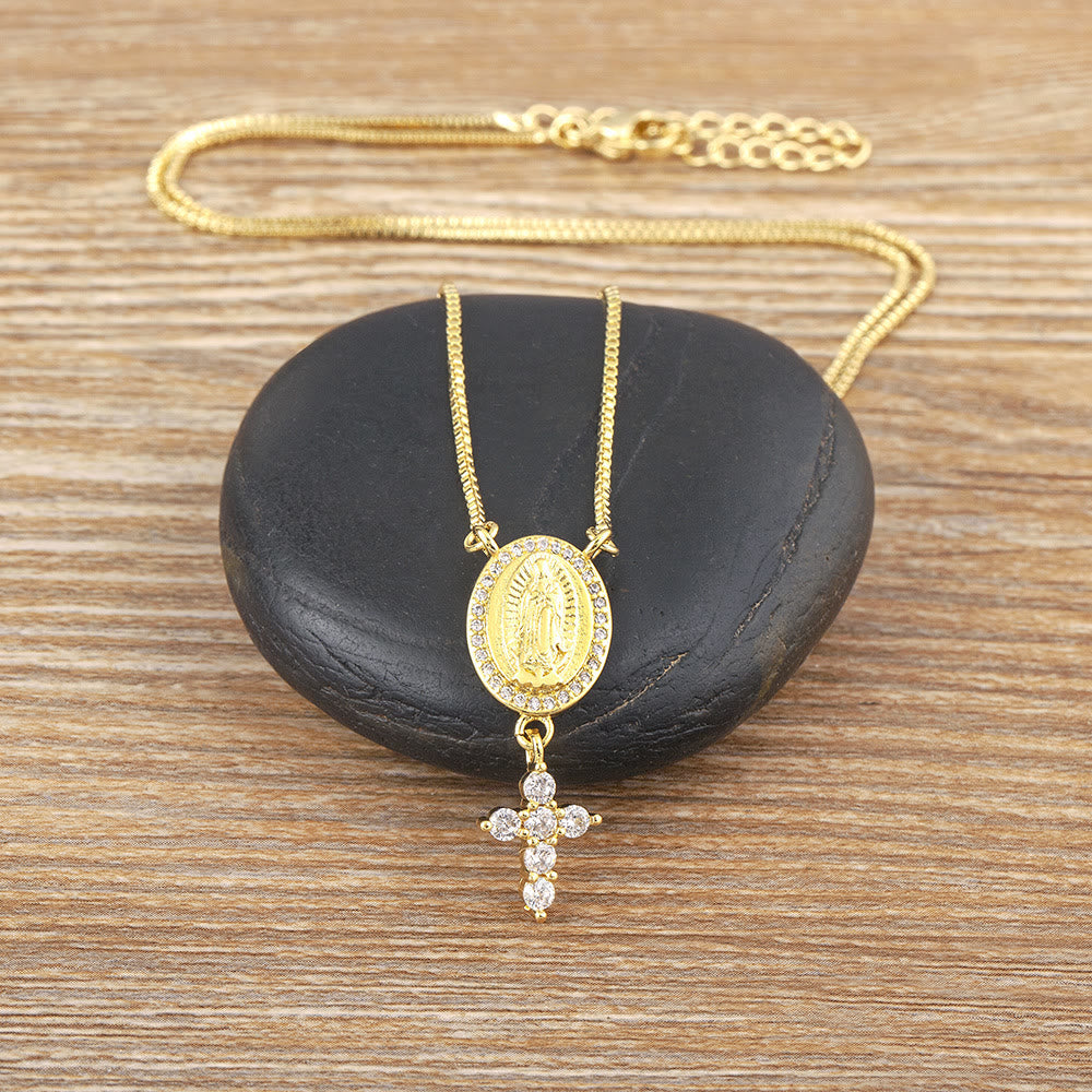 Our Lady & Cross Pendant Necklace - The Heavenly