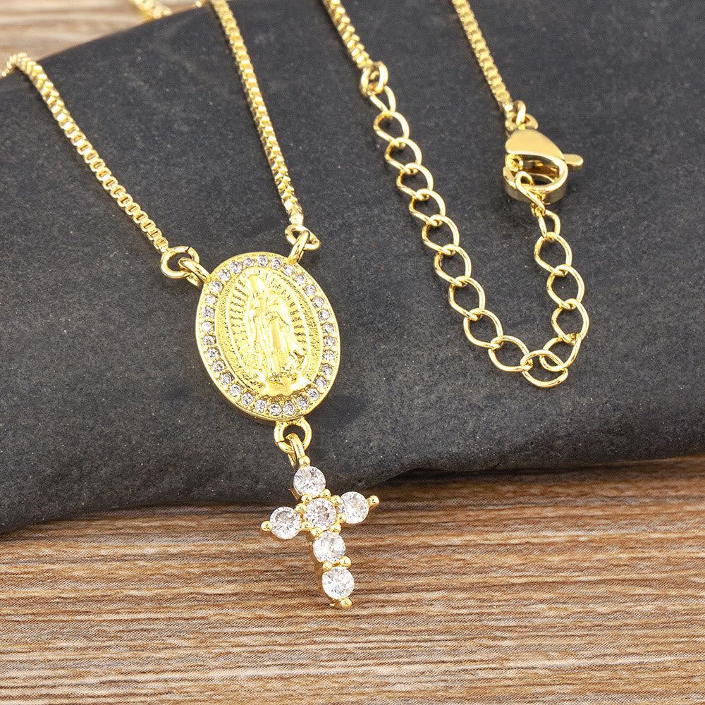 Our Lady & Cross Pendant Necklace - The Heavenly
