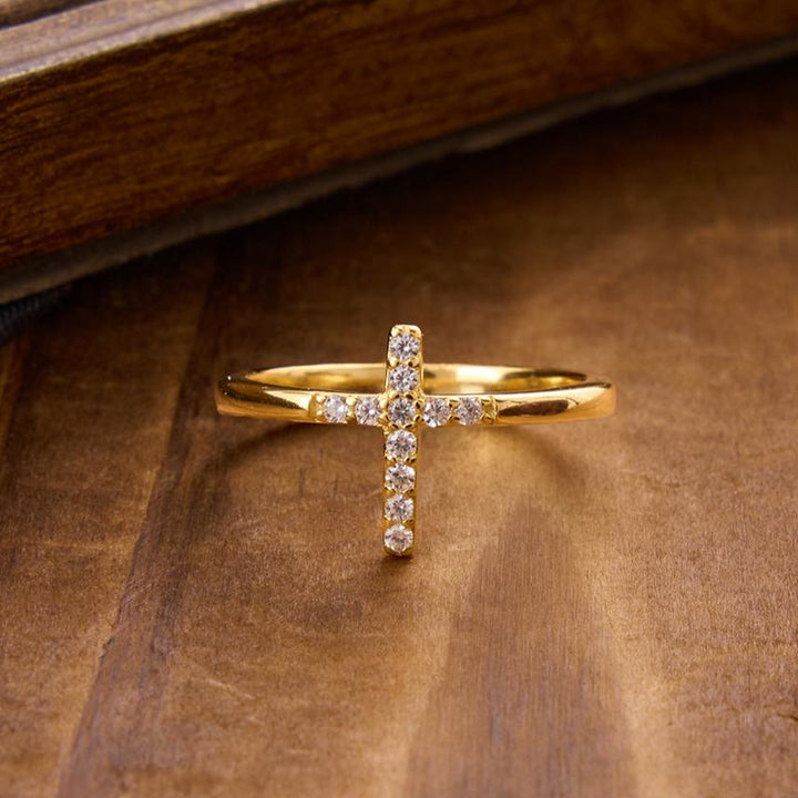 925 Silver Cross & "Trust God" Ring - The Heavenly