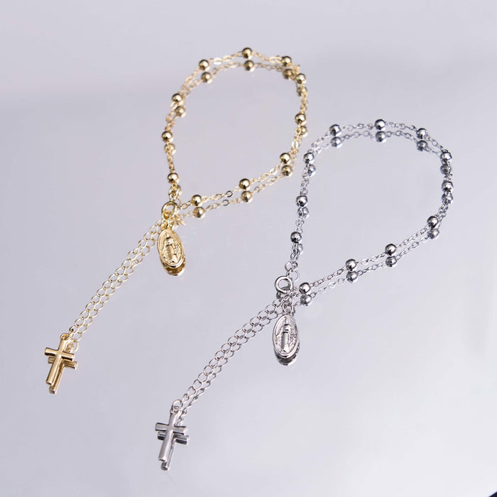 Virgin Mary Medal & Cross Adjustable Simple Casual Bracelet - The Heavenly