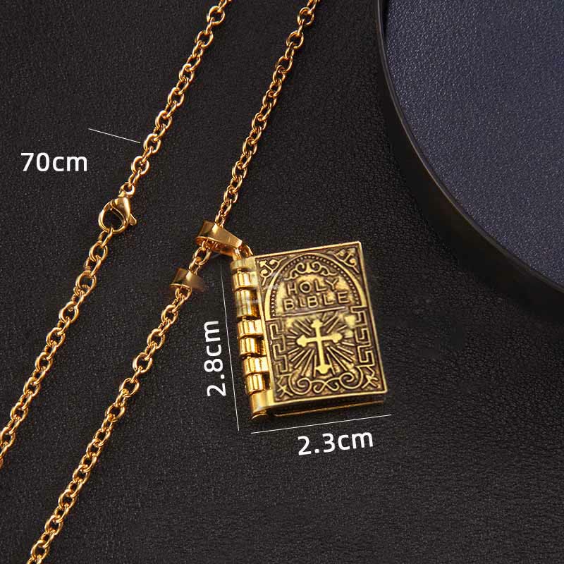 Turnable Cross Holy Bible Pendant Necklace - The Heavenly