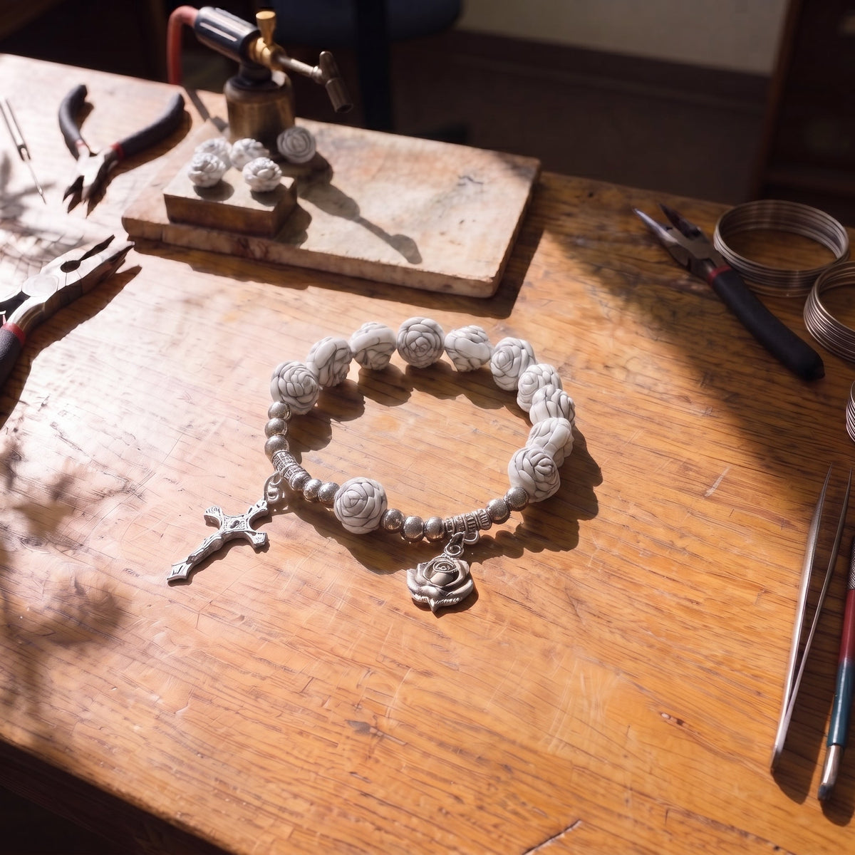 White Rose Rosary - The Heavenly