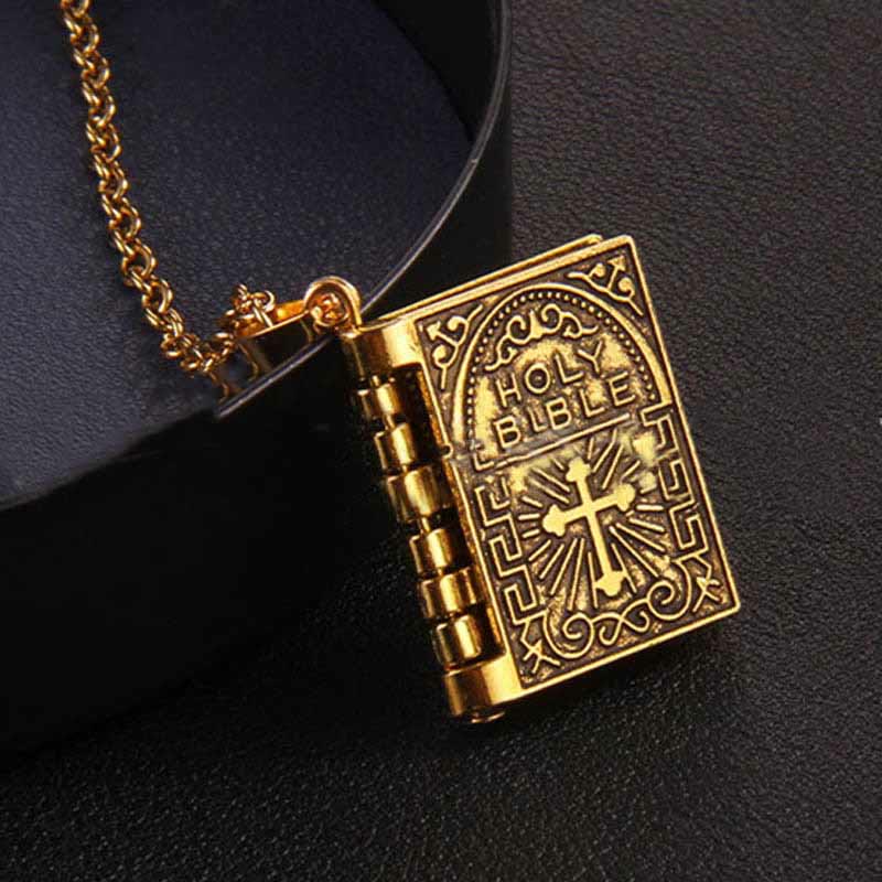 Turnable Cross Holy Bible Pendant Necklace - The Heavenly