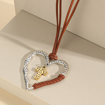 Alloy Heart Cross Pendant Necklace - The Heavenly