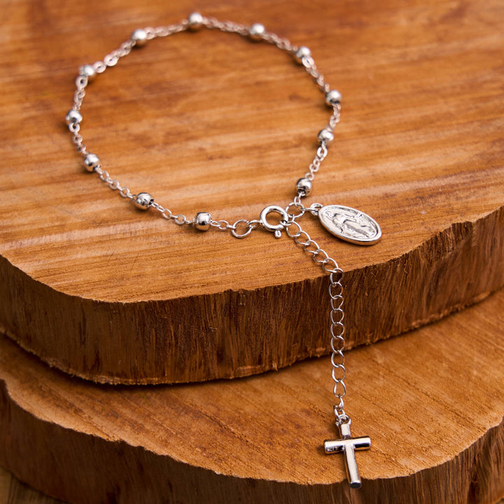 Virgin Mary Medal & Cross Adjustable Simple Casual Bracelet - The Heavenly