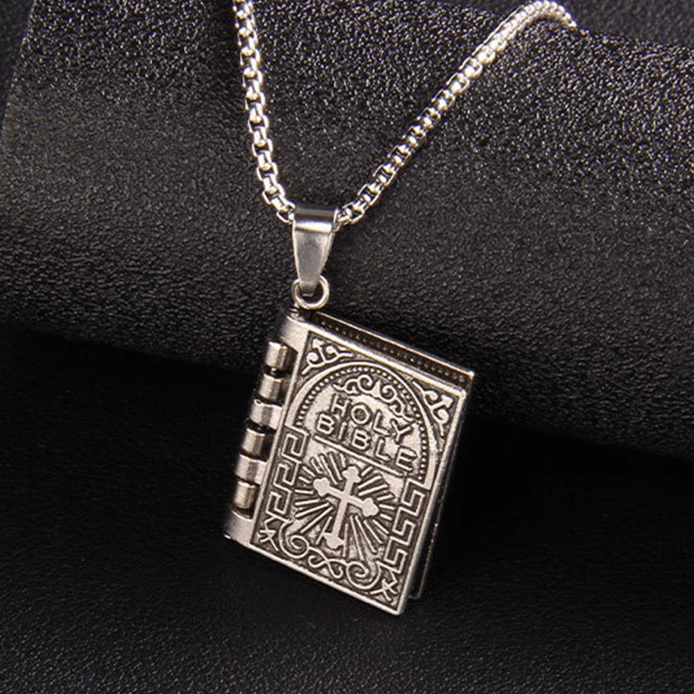 Turnable Cross Holy Bible Pendant Necklace - The Heavenly