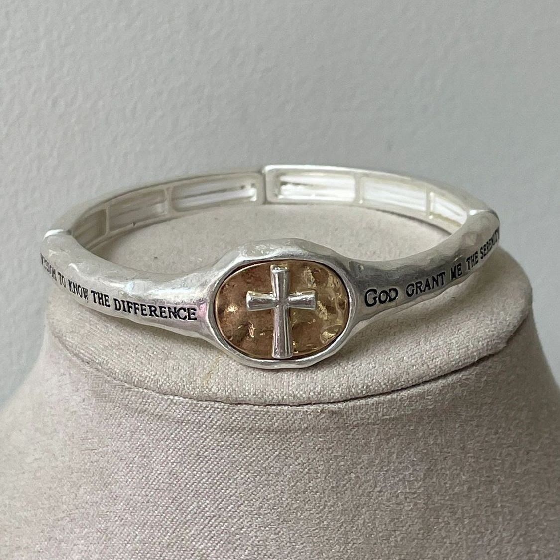 God's Gift Vintage Prayer Engraved Cross Bracelet - The Heavenly