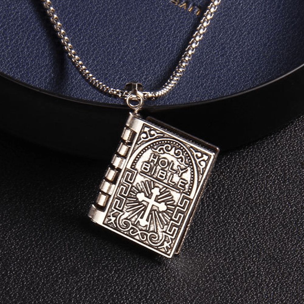 Turnable Cross Holy Bible Pendant Necklace - The Heavenly