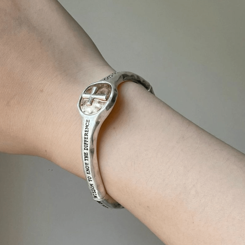 God's Gift Vintage Prayer Engraved Cross Bracelet - The Heavenly